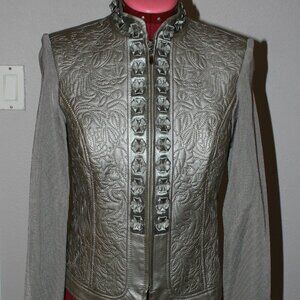 Nygard Collection Leather Sweater Jacket - PS(4-6) - Grey